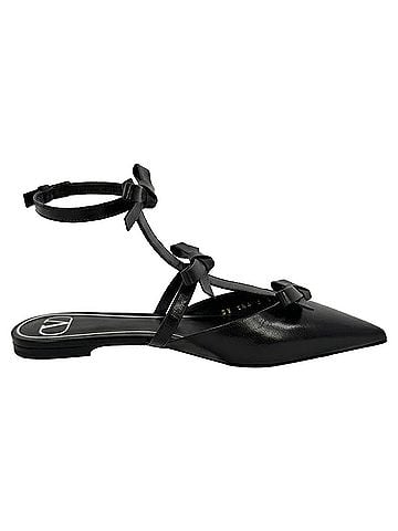 Mario Valentino Valentino Garavani French Bows Ballerina Flats in Black Leather (view 1)