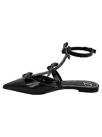 Mario Valentino Valentino Garavani French Bows Ballerina Flats in Black Leather (view 2)