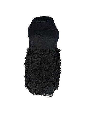 Burberry Burberry London Tiered Mini Dress in Black Cotton (view 1)