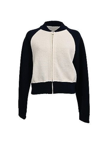 Christian Dior Dior 8 Zip-Up Knitted Bomber Jacket in Navy Blue Wool (view 1)