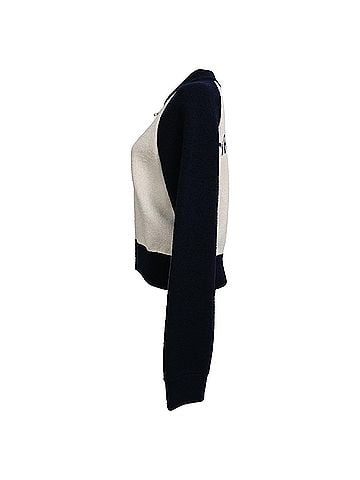 Christian Dior Dior 8 Zip-Up Knitted Bomber Jacket in Navy Blue Wool (view 2)