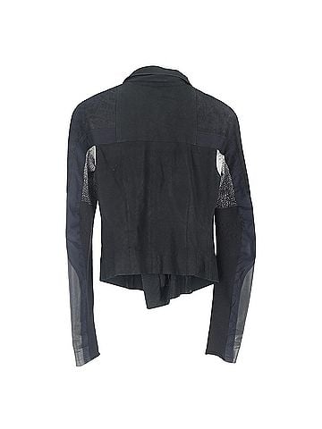 Rick Owens Rick Owens Eliel Paneled Cropped Biker Jacket in Black Leather (view 2)
