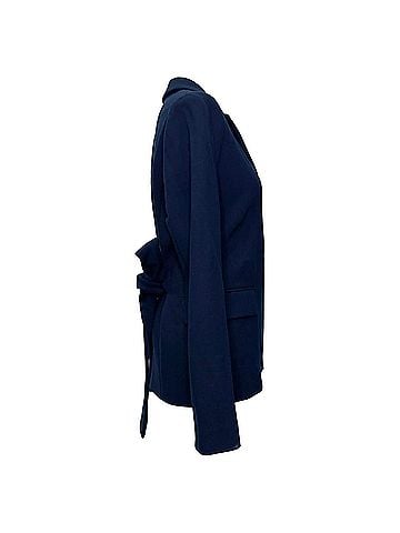 MSGM MSGM Double-Breasted Belted Blazer in Navy Blue Wool (view 2)