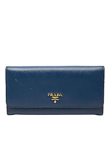 Prada Prada Bi-fold Long Wallet 1M1132 Blue Saffiano Leather Women's PRADA (view 1)