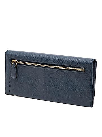 Prada Prada Triangle Logo Plate Bi-fold Long Wallet 1MH132 Navy Saffiano Leather Women's PRADA (view 2)
