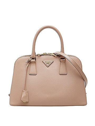 Prada Prada Triangle Logo Plate Handbag/Shoulder Bag 2-Way Beige Pink Saffiano Leather Women's PRADA (view 1)