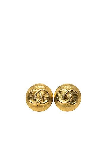 Chanel Chanel Coco Mark Vintage Round Earrings, 95C Stamped, Gold Plated, Women's CHANEL (view 1)