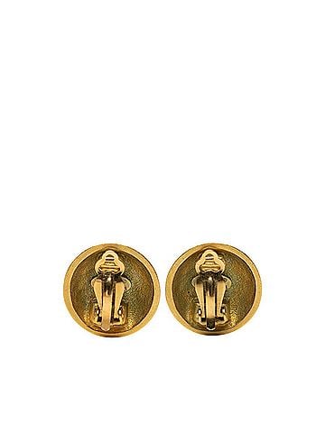 Chanel Chanel Coco Mark Vintage Round Earrings, 95C Stamped, Gold Plated, Women's CHANEL (view 2)