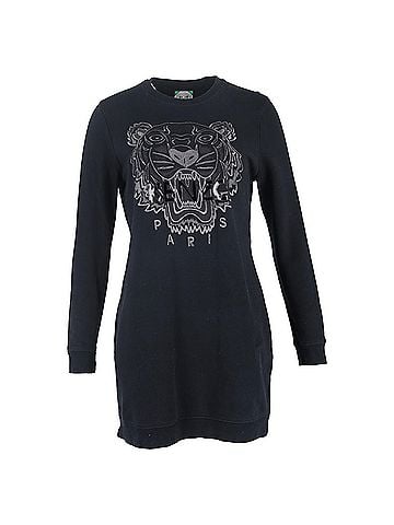 Kenzo Kenzo Tiger Logo Mini Sweater Dress in Navy Blue Cotton (view 1)