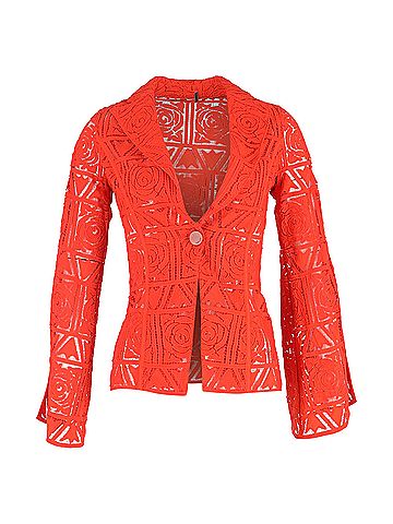 Cult Gaia Cult Gaia Carlotta Floral Lace Blazer in Orange Viscose (view 1)