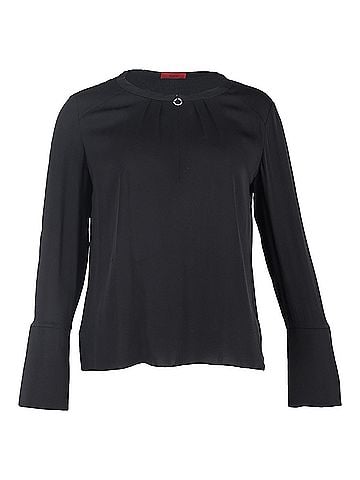 HUGO BOSS Hugo Boss Ring-Embellished Long Sleeve Top in Black Polyester (view 1)