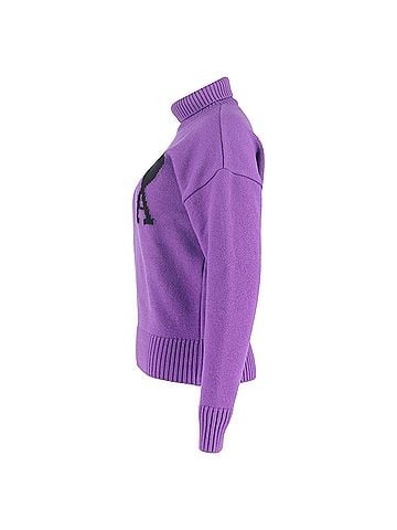 AMI AMI Ami de Coeur Roll-Neck Jumper in Purple Merino Wool (view 2)