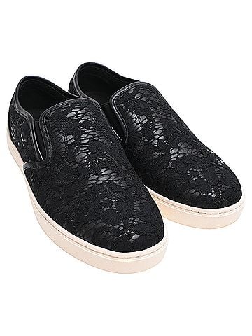 Dolce & Gabbana Dolce &amp; Gabbana Lace Slip On Sneakers in Black Leather (view 2)