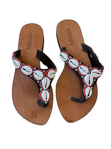 Mystique Boutique NYC Beaded Puka Shell Sandals Sandals (view 1)