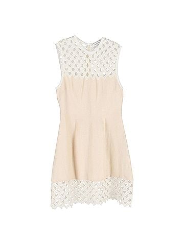 Sandro Sandro Rita Knitted Mini Dress in Cream Cotton (view 1)