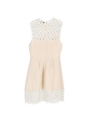 Sandro Sandro Rita Knitted Mini Dress in Cream Cotton (view 2)