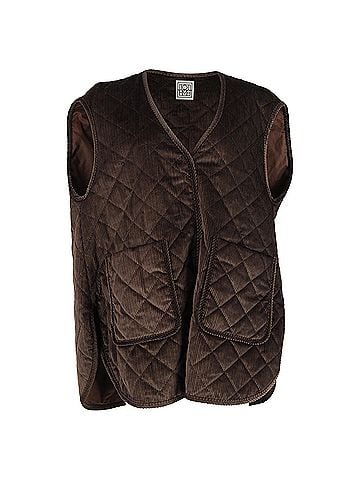 Totême Totême Quilted Oversized Vest In Brown Corduroy (view 1)