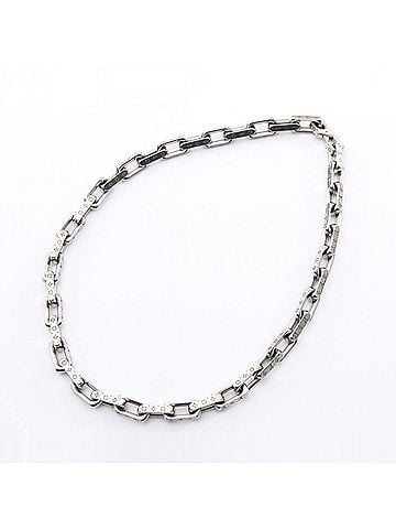 Louis Vuitton Louis Vuitton Collier Chain Monogram Necklace, Stainless Steel, Silver Tone, Men's, M00307 (view 2)