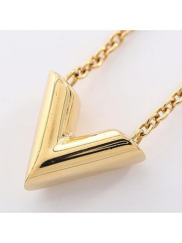 Louis Vuitton Louis Vuitton Essential V Necklace, Gold Plated (GP), Women's, Tone, M61083 (view 2)