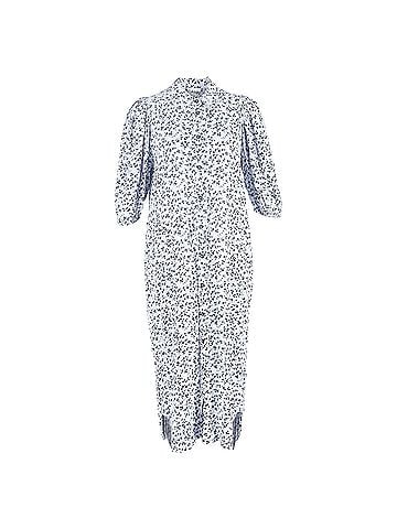 Ganni Ganni Printed Crepe Midi Shirt Dress in Light Blue Viscose (view 1)