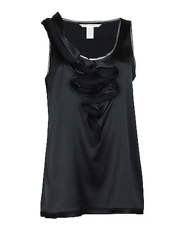 Diane von Furstenberg Diane Von Furstenberg Ruffle Sleeveless Blouse in Black Silk (view 1)