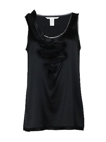 Diane von Furstenberg Diane Von Furstenberg Ruffle Sleeveless Blouse in Black Silk (view 2)