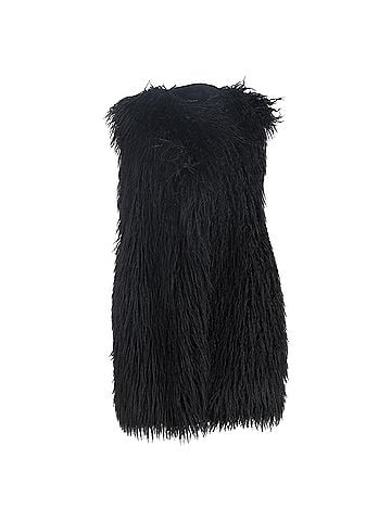 Theory Theory Nyma Shaggy Long Vest in Black Faux Fur (view 1)