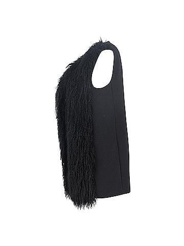 Theory Theory Nyma Shaggy Long Vest in Black Faux Fur (view 2)
