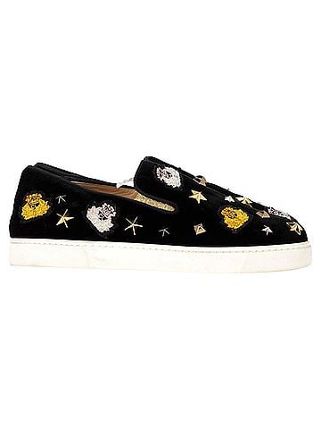 Christian Louboutin Christian Louboutin Mister Academy Slip On Sneakers In Black Velvet (view 1)