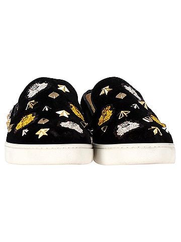 Christian Louboutin Christian Louboutin Mister Academy Slip On Sneakers In Black Velvet (view 2)