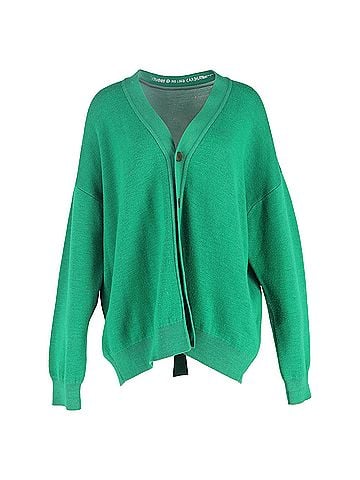 Acne Acne Studios V-Neck Cardigan in Green Wool (view 1)