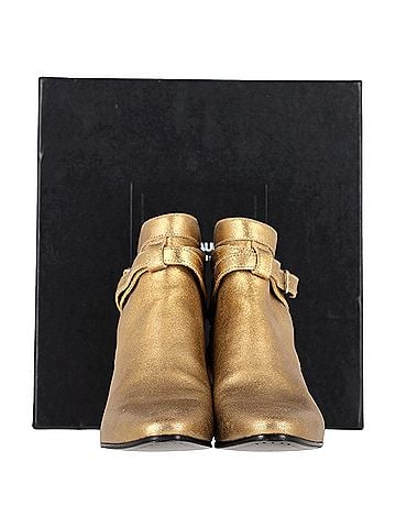 Saint Laurent Saint Laurent Wyatt 40 Jodhpur Ankle Boots in Gold Leather (view 2)