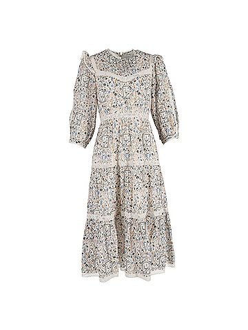 Vilshenko Vilshenko Gardenia Printed Midi Dress in Multicolor Cotton (view 1)