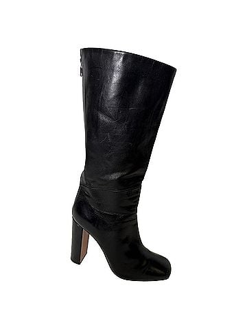 Céline Celine Tall Riding Boots in Black Leather (view 1)
