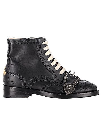 Gucci Gucci Queercore Brogue Wingtip Boots in Black Leather (view 1)