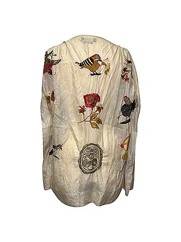 Isabel Marant Isabel Marant Embroidered Boat Neck Blouse in Cream Silk (view 2)