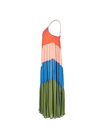 Carolina Herrera Carolina Herrera Tiered Rainbow Maxi Dress in Multicolor Silk (view 2)