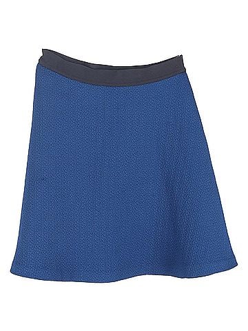 Sandro Sandro Textured Mini A-Line Skirt in Navy Blue Polyester (view 1)