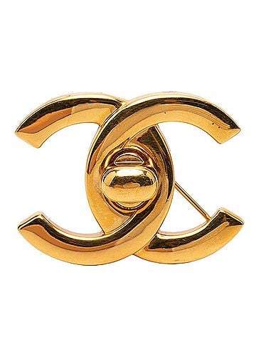 Chanel Chanel Coco Mark Turnlock Vintage Brooch 96A Gold Plated GP Women's CHANEL (view 1)