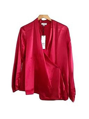 Calvin Klein Faux Wrap Satin Long Sleeve T-Shirt (view 1)