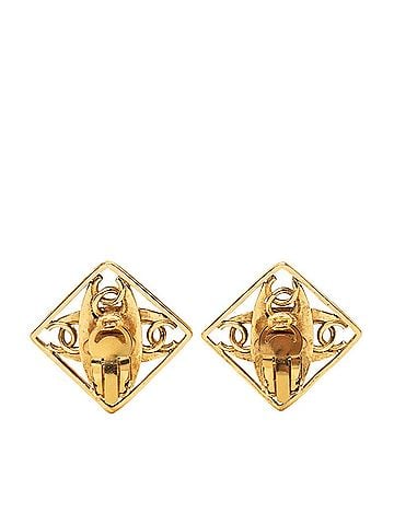 Chanel Chanel Coco Mark Vintage Earrings, Gold, Faux Pearl, Plated, GP, Women's CHANEL (view 2)