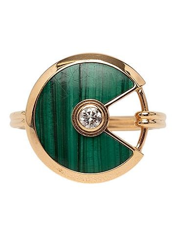 Cartier Cartier Gold Green 18KYG Yellow 750 Diamond Amulette de Malachite Ring, Size #54, Women's. CARTIER (view 1)