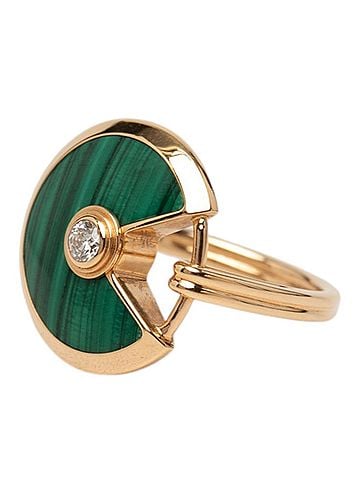 Cartier Cartier Gold Green 18KYG Yellow 750 Diamond Amulette de Malachite Ring, Size #54, Women's. CARTIER (view 2)