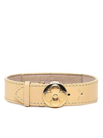 Louis Vuitton Louis Vuitton Monogram Bracelet Vu Good Luck M64443 Vanilla Beige Gold Leather Plated Women's LOUIS VUITTON (view 1)