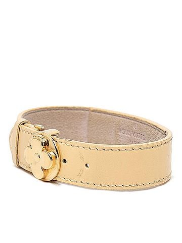 Louis Vuitton Louis Vuitton Monogram Bracelet Vu Good Luck M64443 Vanilla Beige Gold Leather Plated Women's LOUIS VUITTON (view 2)