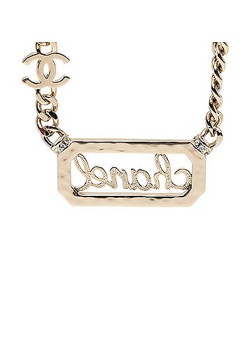 Chanel Chanel Vintage Logo Rogue Chain Necklace, Gold Plated, Faux Pearl Rhinestone, Women's CHANEL (view 2)