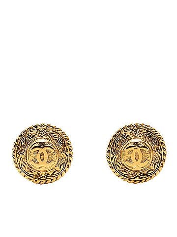 Chanel Chanel Coco Mark Round Earrings, Gold Plated (GP), Women's. (view 1)