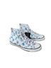 Converse 100% Canvas Print White Blue Sneakers Size 9 - photo 1