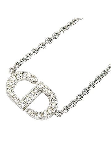 Christian Dior Christian Dior Dior CD Logo Necklace, Silver Metal Rhinestone, Women's (view 1)