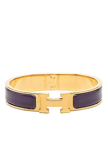 Hermès Hermes Click H PM Bracelet, Gold and Purple Plated Enamel, Women's. (view 1)
